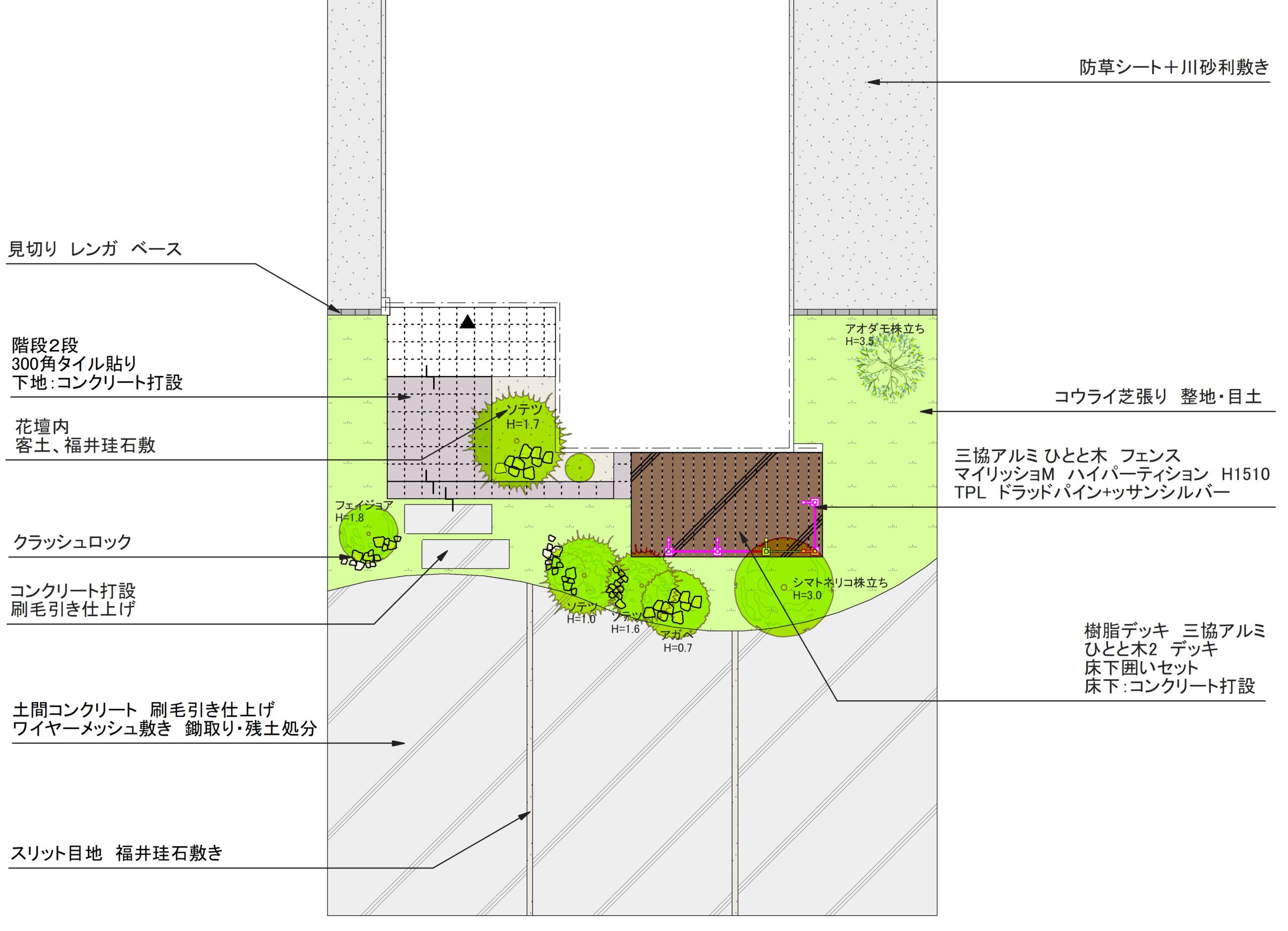石川県エクテリアプラン　金沢市外構平面図